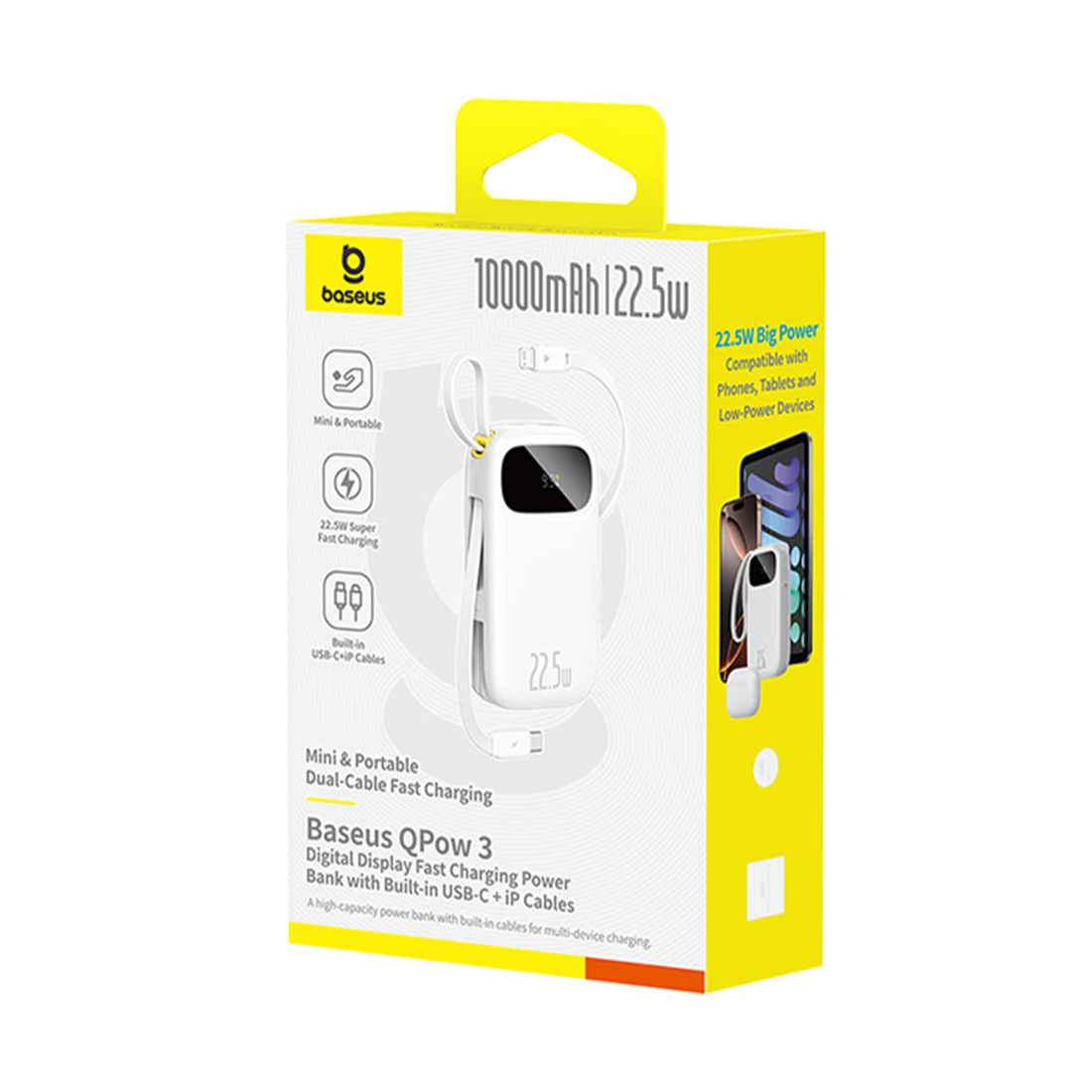 Портативный внешний аккумулятор, Baseus, EnerFill FC31 (P10082106213-00), 10000mAh, 22.5W Белый