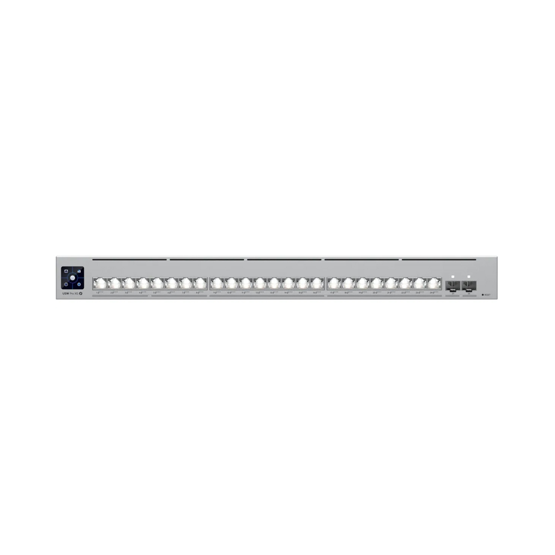 Коммутатор, Ubiquiti, USW-Pro-XG-24-PoE, управляемый L3, 8 порта RJ45 PoE+++ 10/100/1000/2500 Mbps, 16 порта RJ45 PoE+++ 10G/5G/2.5G/1G/100M, , Total PoE 720W, 4 порта SFP28, Стоечный