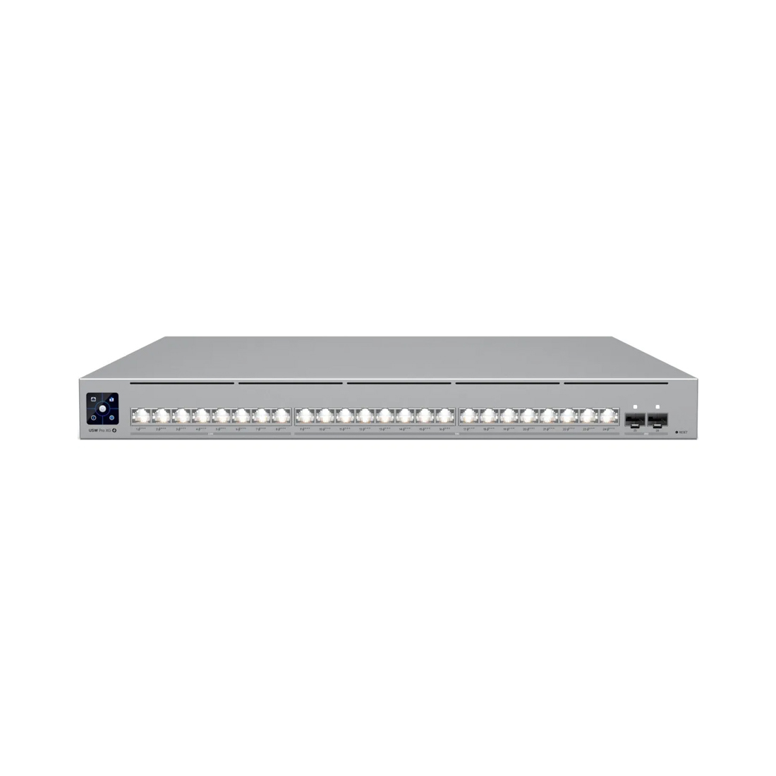 Коммутатор, Ubiquiti, USW-Pro-XG-24-PoE, управляемый L3, 8 порта RJ45 PoE+++ 10/100/1000/2500 Mbps, 16 порта RJ45 PoE+++ 10G/5G/2.5G/1G/100M, , Total PoE 720W, 4 порта SFP28, Стоечный