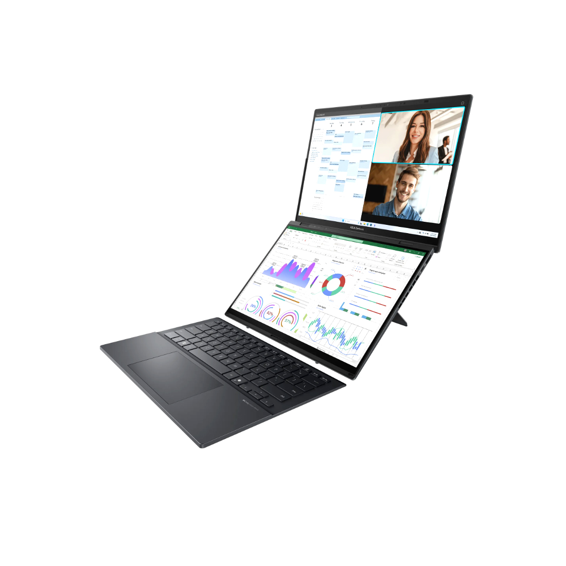 Ноутбук, ASUS Zenbook Duo UX8406CA-QL453W, 90NB14X1-M00U00, 14",FHD+ 1920x1200, OLED, 60Hz, Core Ultra 7 255H, 32GB LPDDR5X, 512GB SSD Gen4, Intel Arc Graphics, Windows 11 Home, Серый