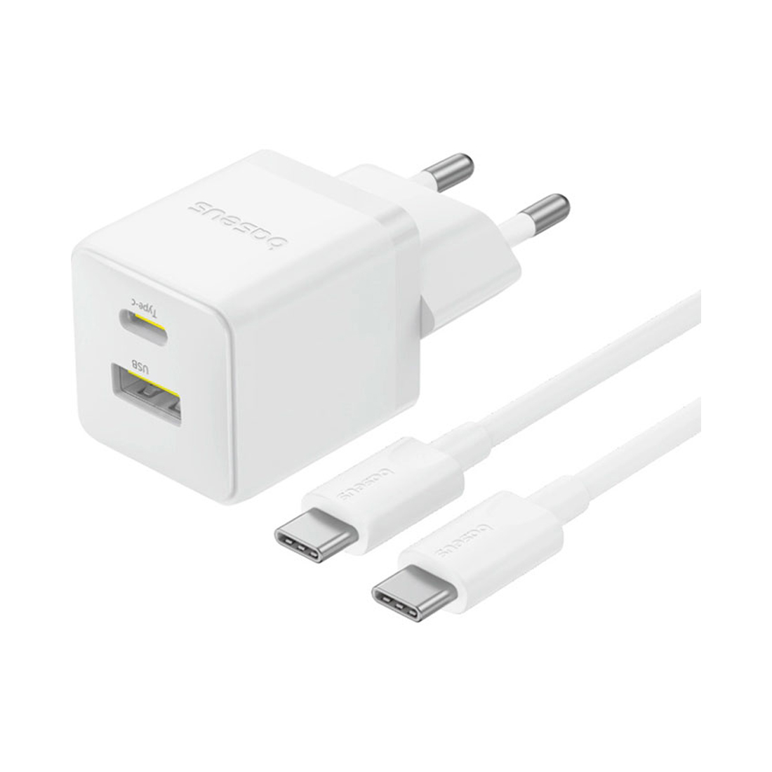 Адаптер питания, Baseus, Palm (P1011160A213-01), C+U, 30W, ( в комлпекте кабель Type-c), Белый