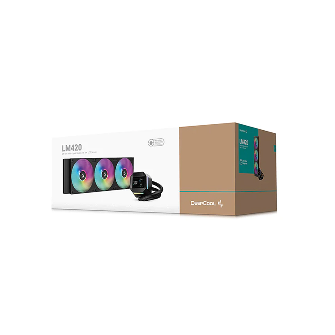 Кулер с водяным охлаждением, Deepcool, LM420, Intel 1851/1700/1200/115х и AMD AM5/AM4/, TDP 300W, 3*140мм FD14 ARGB, 400-1650 RPM±10%, 82,534 CFM, 25,2 dB(A), Чёрный