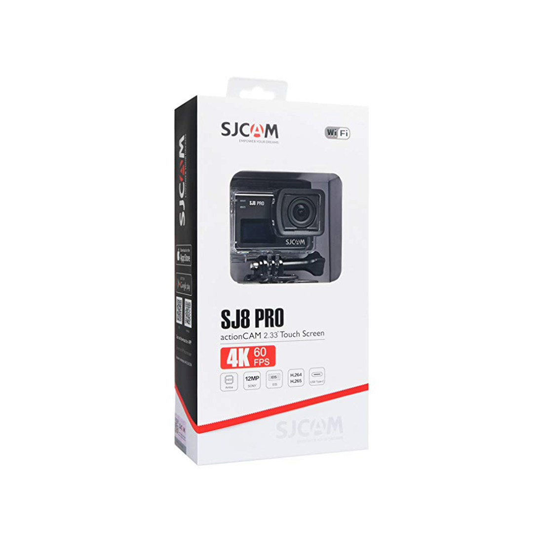 Экшн-камера, SJCAM, SJ8 PRO, 4K/60fps, Sony IMX377 12 МП 170°, Wifi 10 м/2,4 & 5 Hz, Gyro Anti-shake, Slow motion, Чипсет Ambarella H22S85, 1200mAh, 2.33" сенсорный дисплей, Чёрный