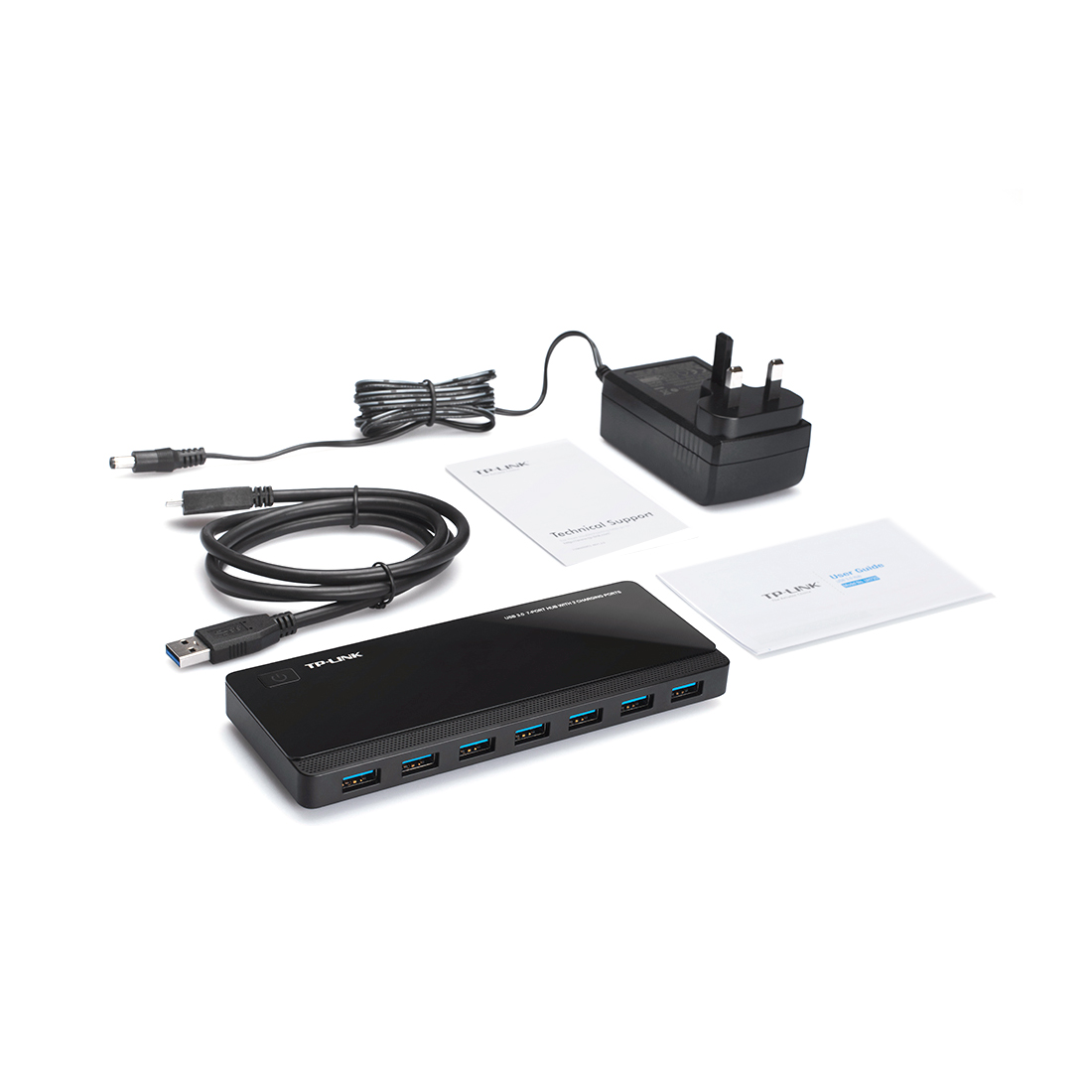 USB-концентратор, TP-Link, UH720, 7 портов USB 3.0, 2 порта 2,4 А, 1 порт micro USB, питание 12V, 3,3A, скорость до 5 Гбит/с