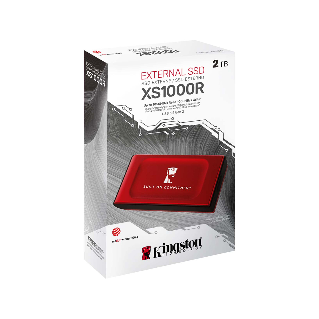 Внешний SSD диск Kingston XS1000 2TB USB-C Красный