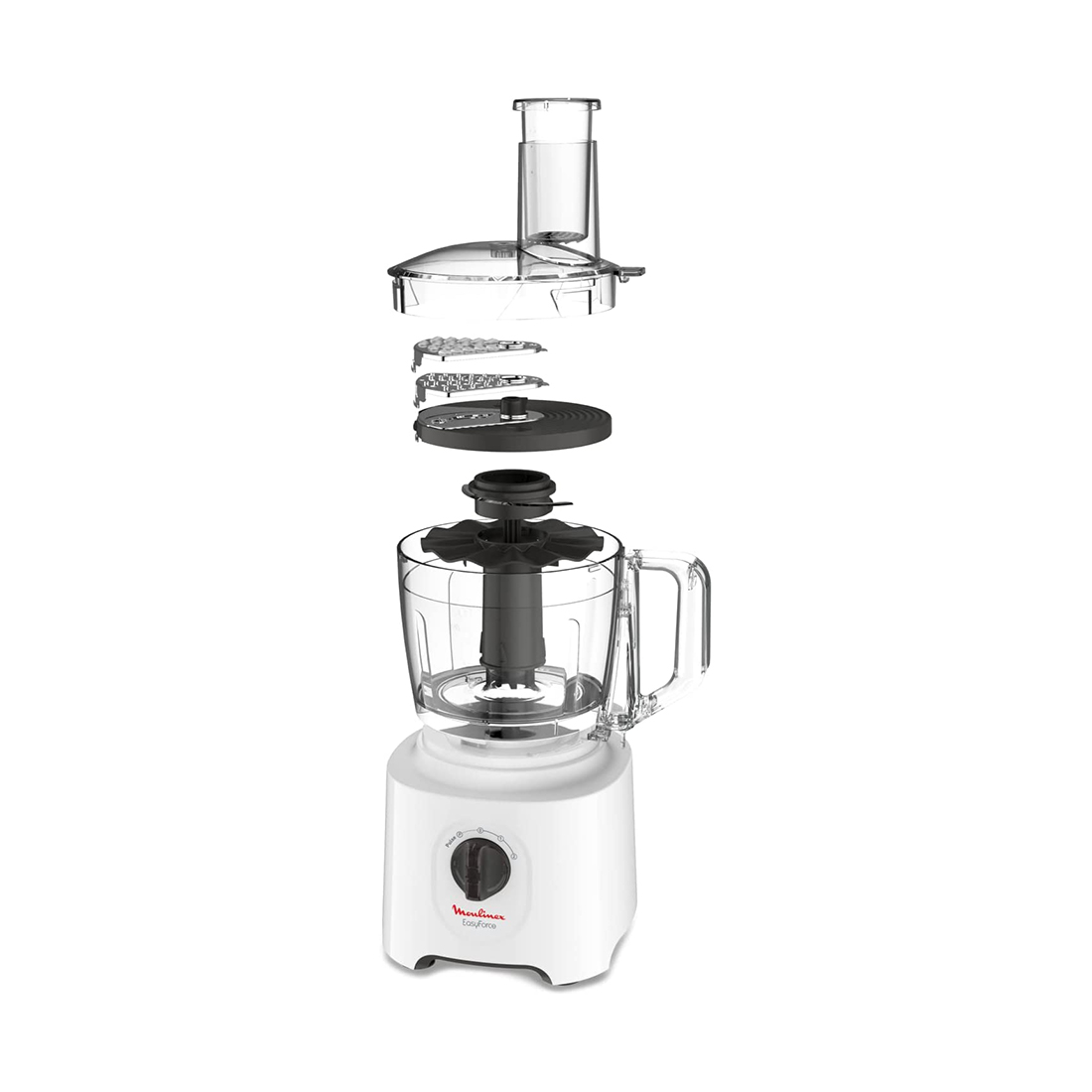 Кухонная машина, Moulinex, FP244110, Мощност 700 Вт, Общий объем чаш 2.4 л, Насадка для теста, Грубое измельчение, Терка, Белый