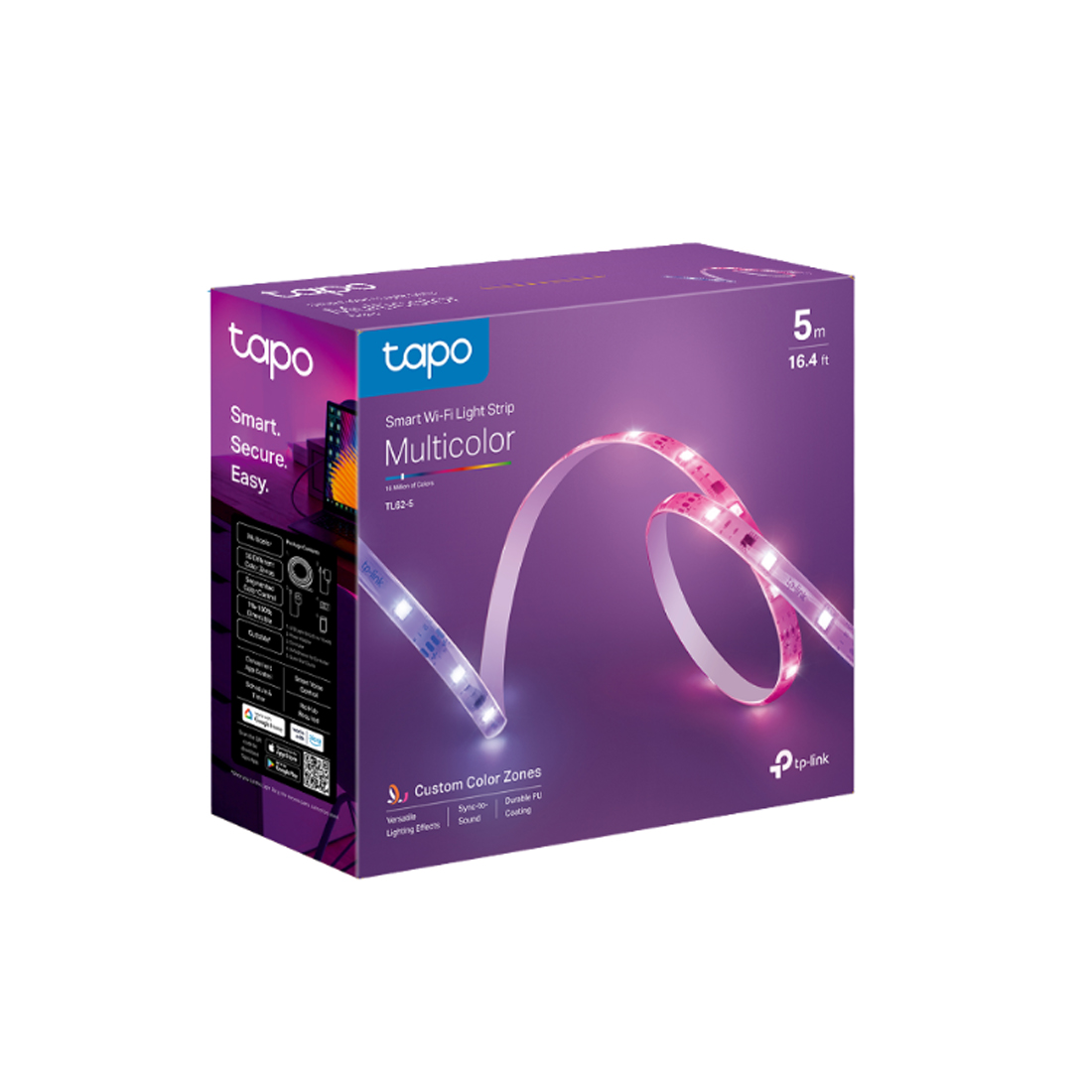Умная светодиодная, Wi-Fi лента, TP-Link, TL62-5, IEEE 802.11 b/g/n, 2.4 ГГц, 100–240 В, 50/60 Гц, Потребляемая мощность	20.5 Вт.