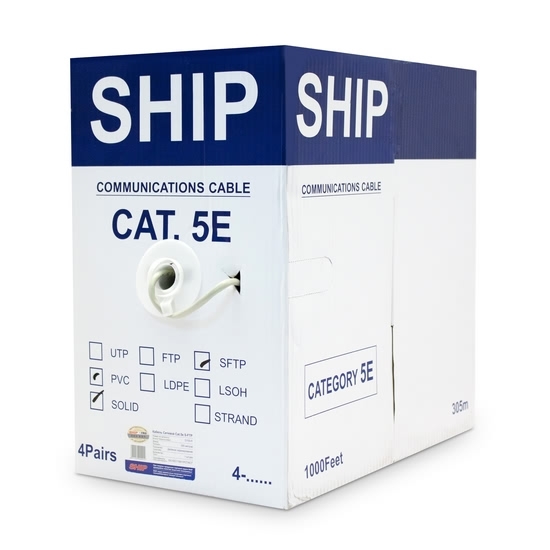 Кабель сетевой, SHIP, D155-P, Cat.5e, SF/UTP, 30В, 4x2x1/0.50мм, PVC, 305 м/б (Двойной внешний экран)