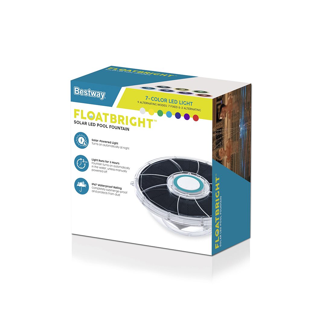 LED-подсветка с фонтаном плавающая для бассейна FloatBright, Bestway, 58849