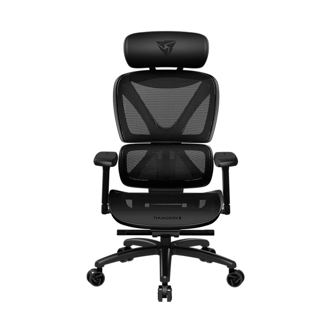 Игровое компьютерное кресло, ThunderX3, XTC-Mesh Black, Воздухопроницаемое сетчатое покрытие, (Ш)65*(Г)57*(В)118(126) см,Чёрный