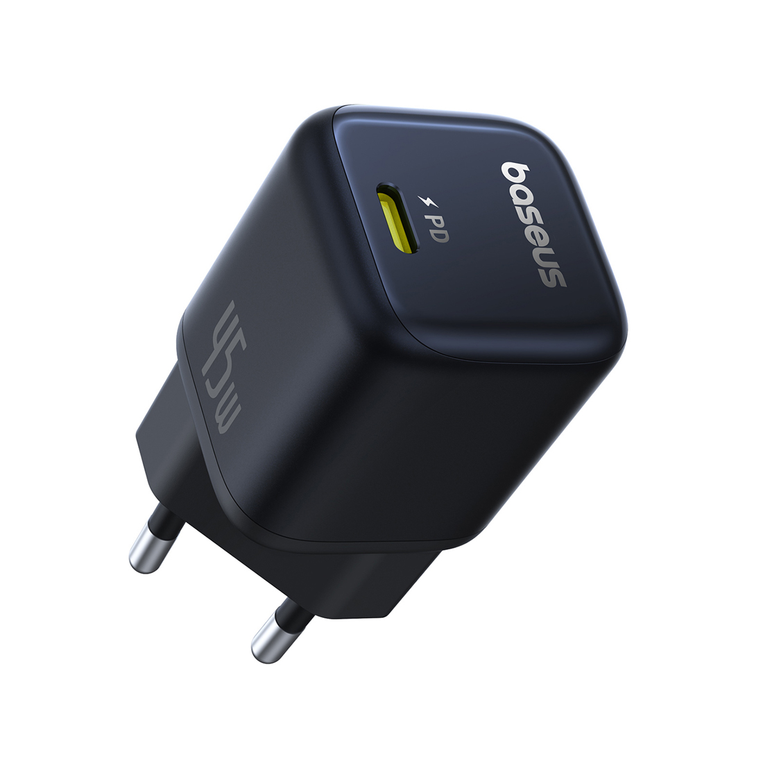 Адаптер питания, Baseus, PicoGo, P10176800123-00, GaN, 45 Вт, 1USB-C, 5В3А / 9В3А / 12В3А / 15В3А / 20В2,25А, PD 3.0, PPS, QC 3.0, FCP, SCP, 100–240В~, 50/60Гц, 1,5А, 333337 мм, 87 г, EU, Cluster Black, Черный