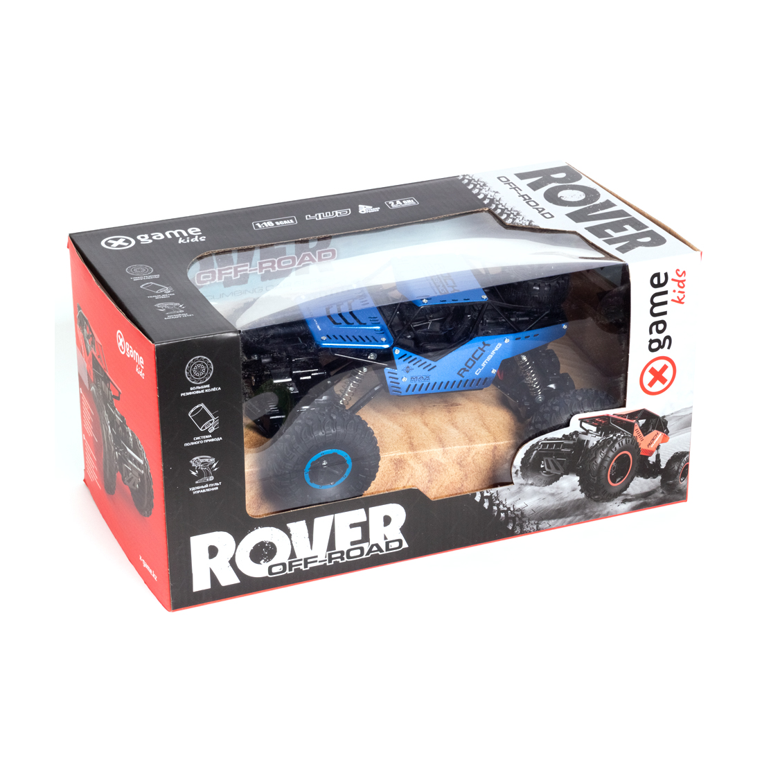 Радиоуправляемая машина, X-Game, 41600SB, 1:16, ROVER OFF-ROAD, Металл/Пластик, 4WD, 2.4Ghz, Синяя