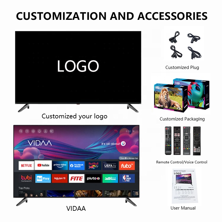 Television 85 Inch 2K 4K Led Qled Smart Tv Android Vidaa WebOS Google Tv Smart 32 40 43 50 55 65 75 85 Televisor