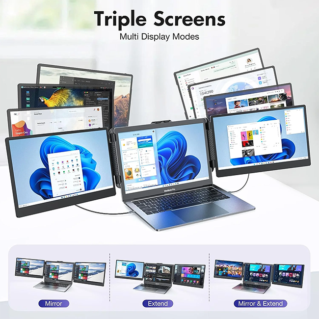 OFIYAA OEM ODM Direct Factory Kwumsy S2 Triple Laptop Screen Extender 14" FHD 1080P IPS Dual Portable Monitor for Laptop