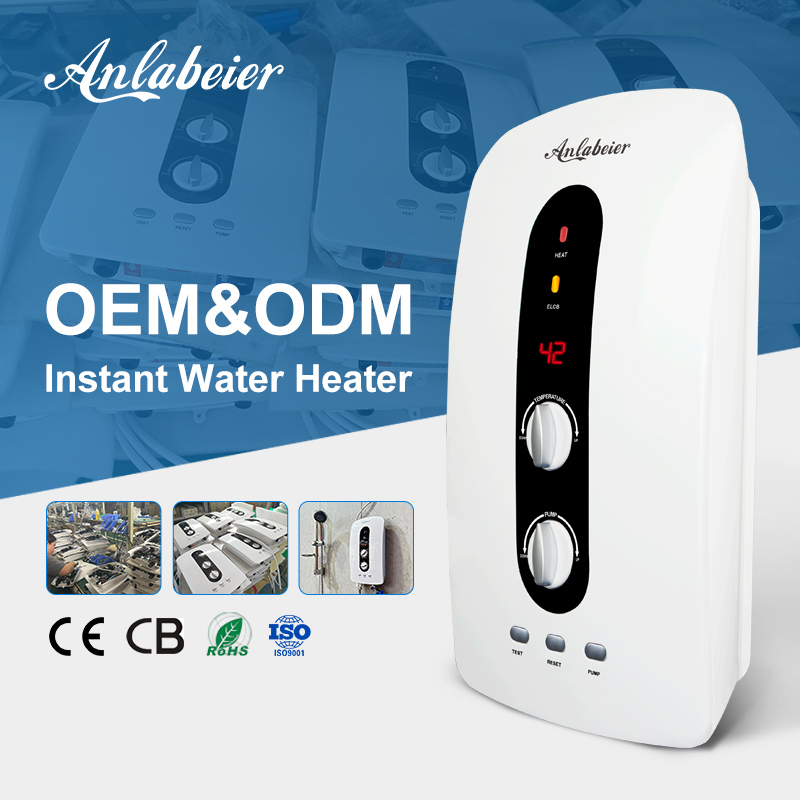 Factory Price Electric Tankless Hot Water Heater Mini Instant Kitchen Bathroom Shower Heater LED Temperature Display Plastic