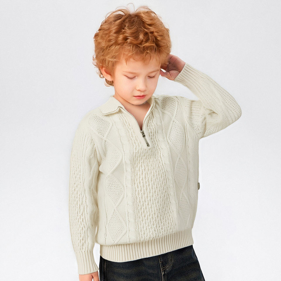 Boys Winter Cable Knit Half Zip