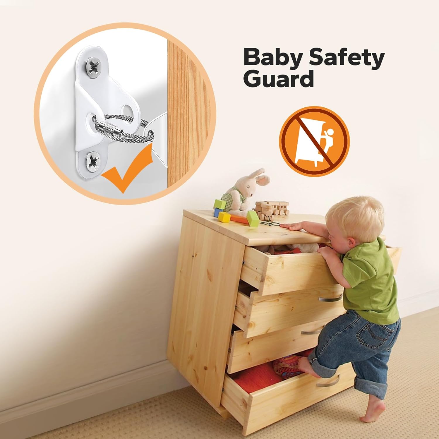 Wholesale Baby Safety Furniture Anchors Upgraded Anti-Tip Furniture Anchors for Baby Proofing Anti Tip Furniture Wall Anchors