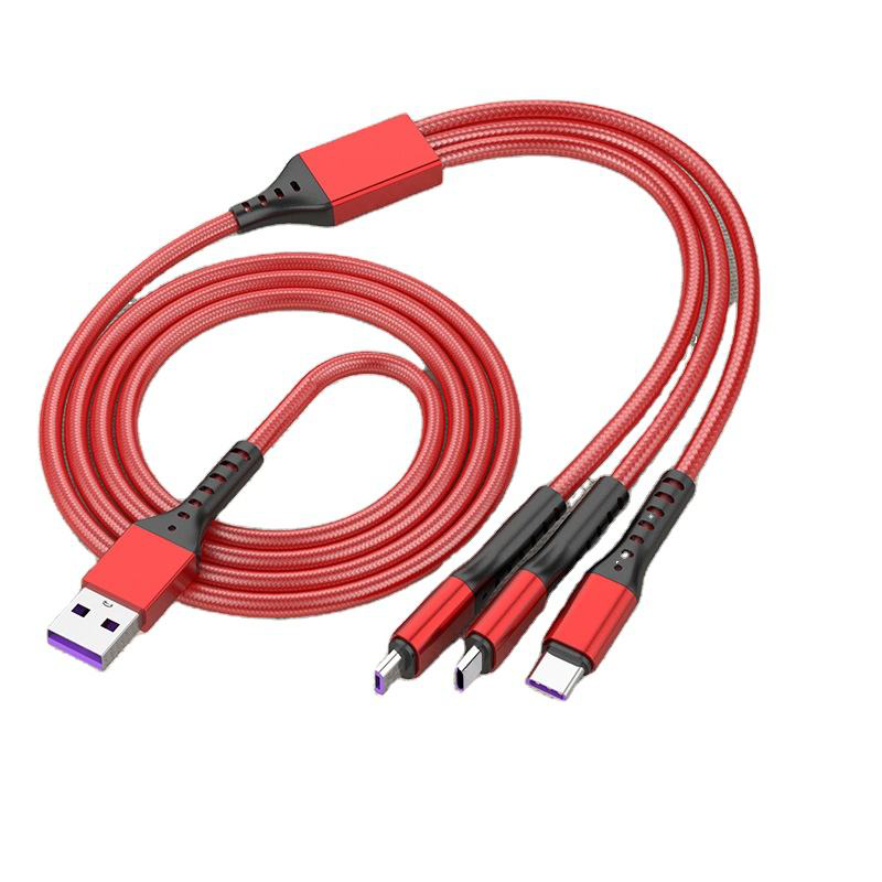 Durable 5A 66W 3 in 1 Charging Cable USB Phone 480Mbps Transmission Wire Accessories Fast Charging USB Cable