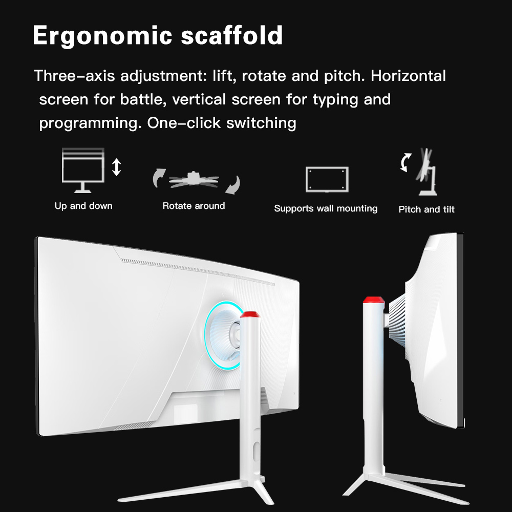 4K Curved Gaming Monitor with 1MS Response Time 34 Inch 3440*1440 165Hz HVA LED LCD  3C Certified Fast Delivery Gaming Monitor
