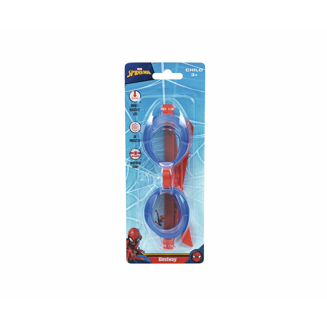 Очки для плавания Essential, BESTWAY, 98019, Спайдермен, Красно-синие