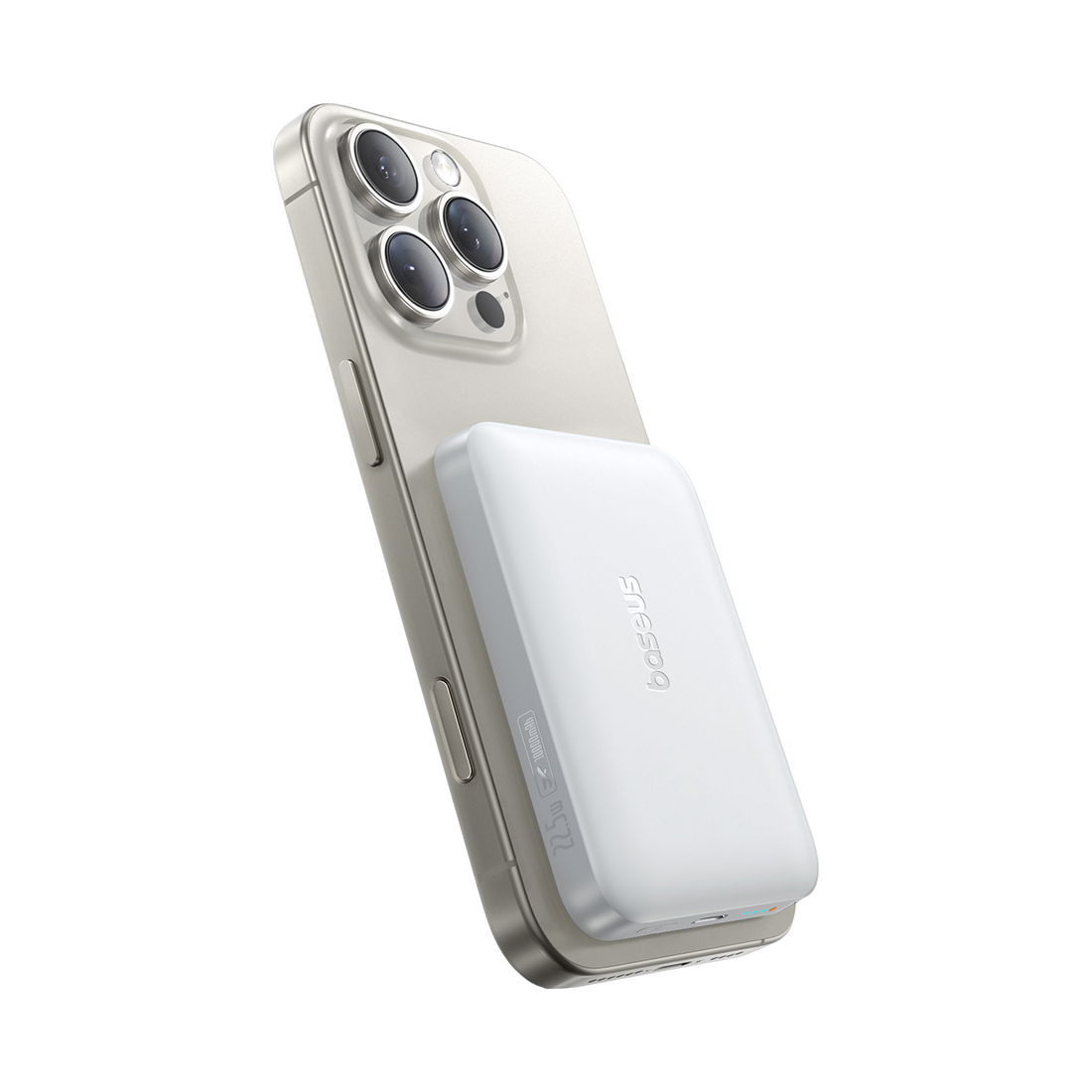 Портативный внешний аккумулятор, Baseus, EnerFill FM11 Ultra-Mini Magnetic, P1008210E213-00, 10000 мА·ч, 37 Вт·ч, Проводная зарядка 22,5 Вт, Беспроводная зарядка 15 Вт, MagSafe, Магниты N52, USB-C, LED-индикатор, Кабель USB-C–USB-C 30 см, 104  69,8  18 мм, 209 г, Белый