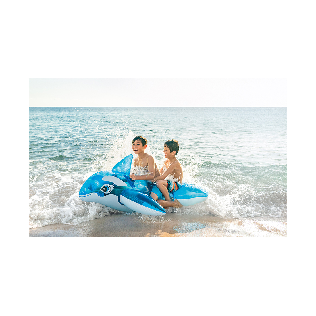 Надувная игрушка для катания верхом Дельфинчик (Lil` Whale) 152 х 114 см, INTEX, 58523NP, Винил, С ручками, Голубая, Цветная коробка