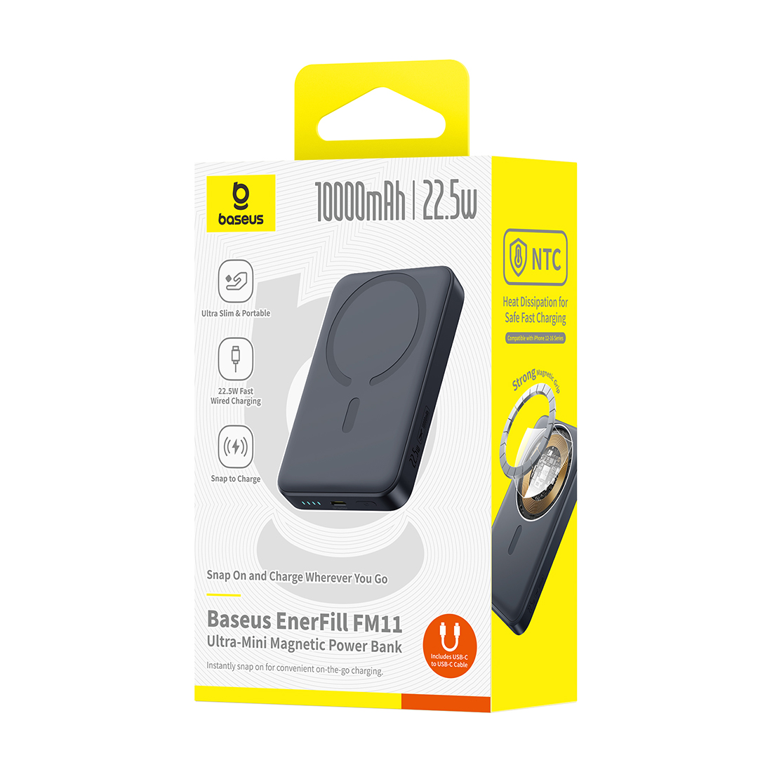 Портативный внешний аккумулятор, Baseus, EnerFill FM11 Ultra-Mini (P1008210E123-00), 10000mAh, 22.5W, Черный