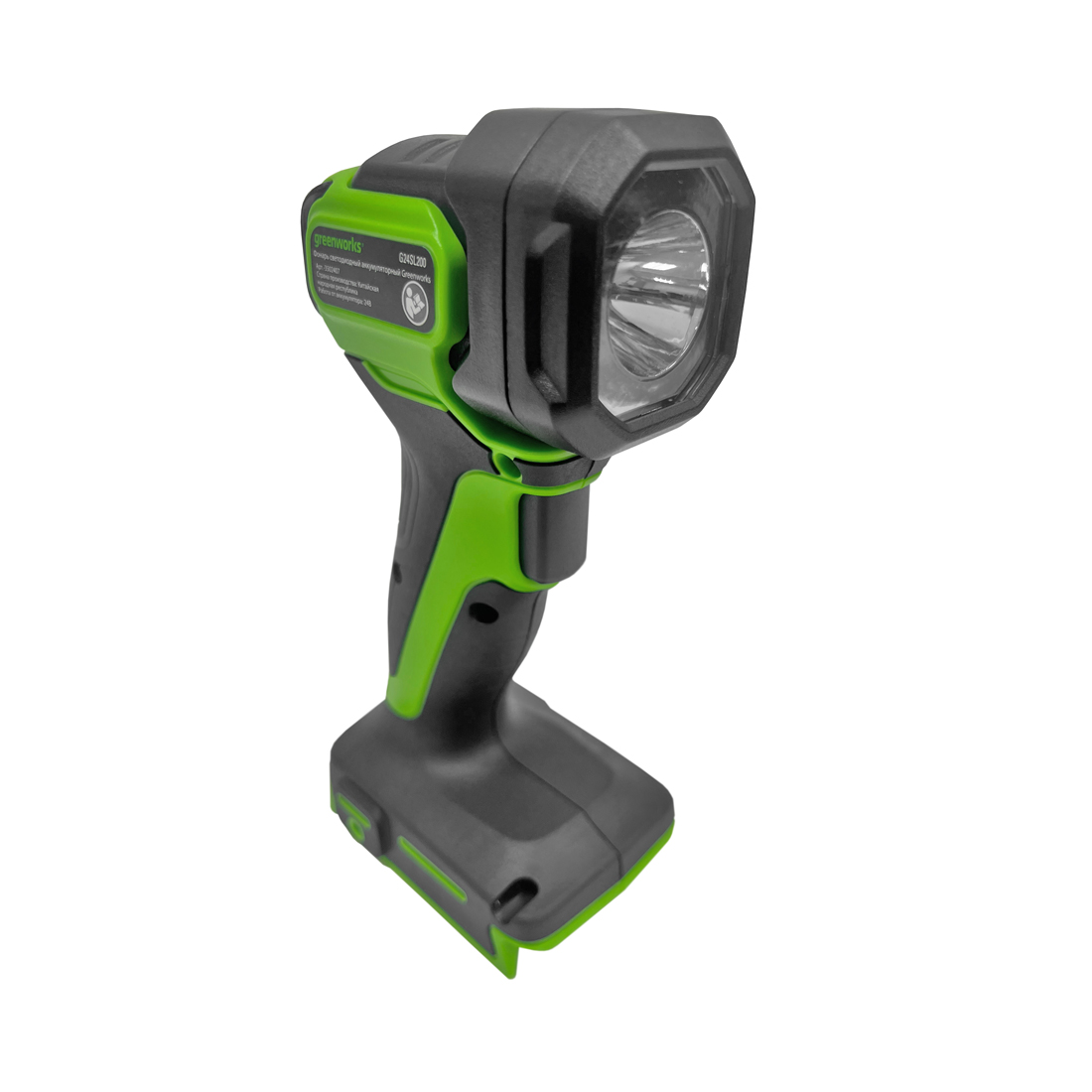 LED-светильник аккумуляторный, Greenworks, G24SL200(3502407RU), 24 V без АКБ и ЗУ, Платформа POWERALL 24 V, Питание от АКБ платформы Greenworks POWERALL 24 V, Тип LED-светильник, На основе SMD-светодиодов, Тип освещения рассеянное 360°, Кол-во режимов работы 3, Черный/зелёный