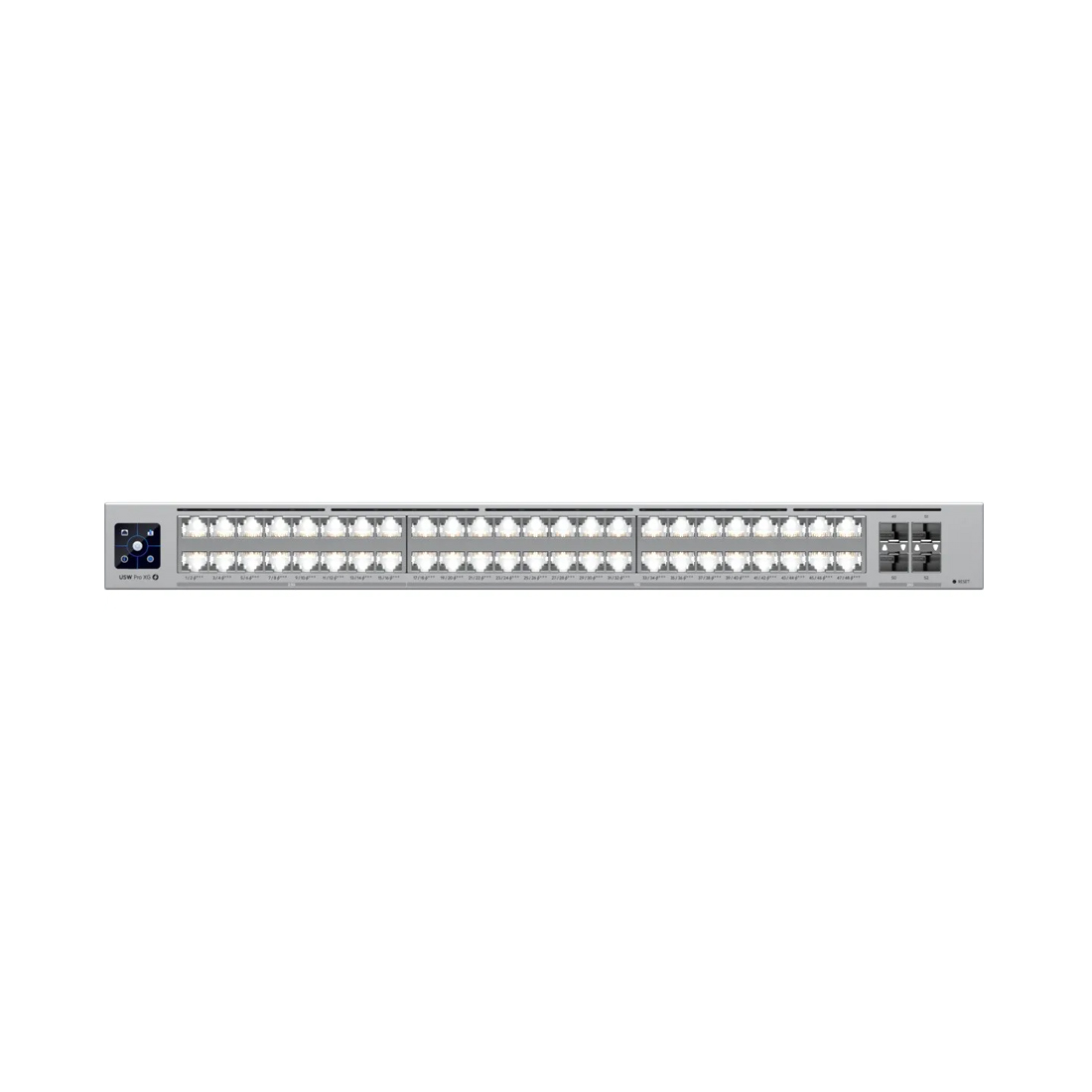 Коммутатор, Ubiquiti, USW-Pro-XG-48-PoE, управляемый L3, 16 порта RJ45 10/100/1000/2500 Mbps, 32 порта RJ45 10G/5G/2.5G/1G/100M,, Total PoE 1080W, 4 порта SFP28, Стоечный