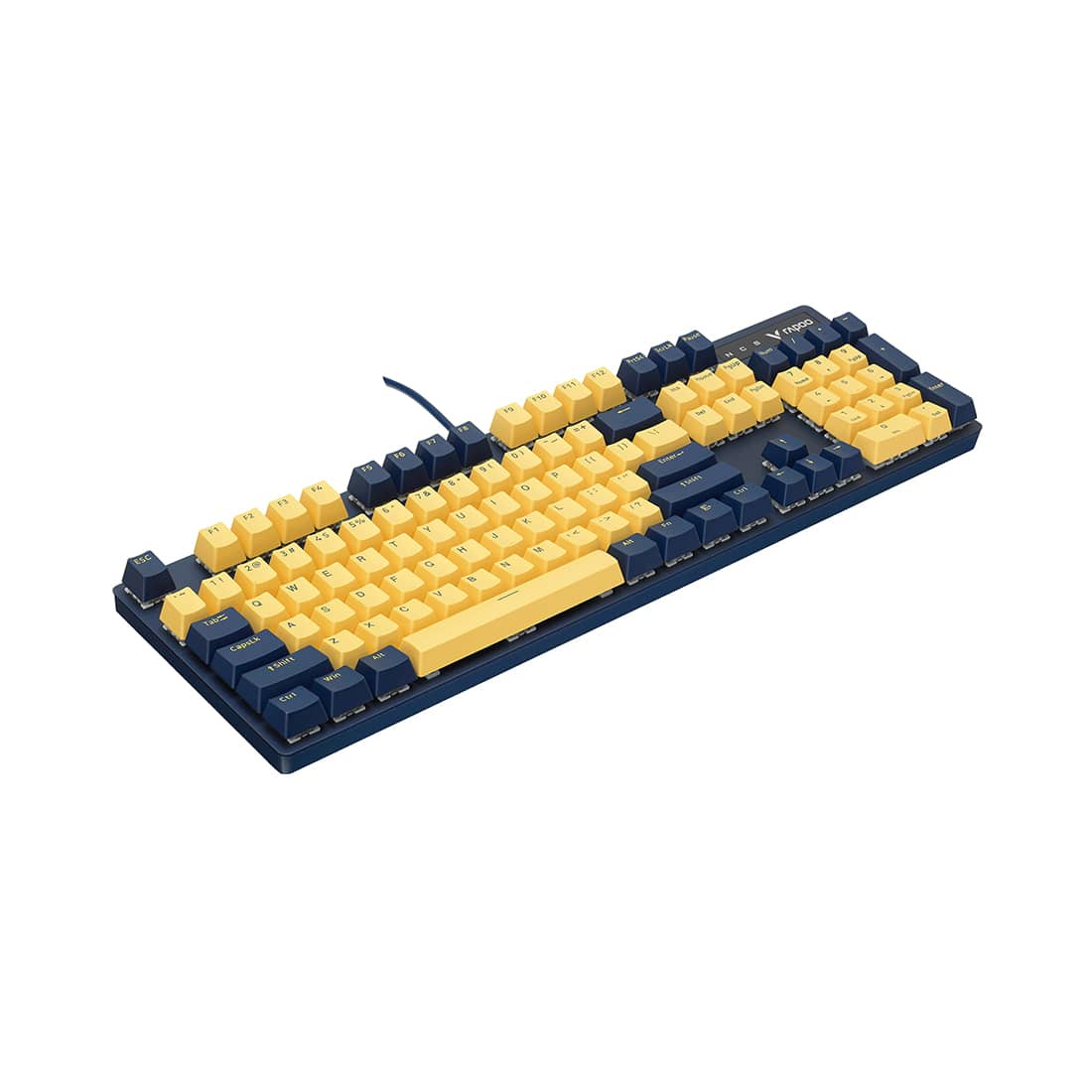 Клавиатура, Rapoo, V500PRO TM, Игровая, USB, Кол-во стандартных клавиш 104, 2.4 ГГц, Bluetooth, USB, Длина кабеля 1,8 метра, RGB, Анг/Рус, Желто-синий