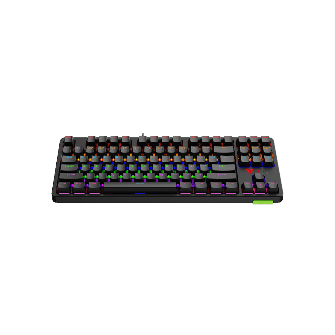 Клавиатура, Rapoo, V500PRO-87, Игровая, USB, Кол-во стандартных клавиш 87, RGB, Алюминий, Анг/Рус, Водонепроницаемый корпус, Черный