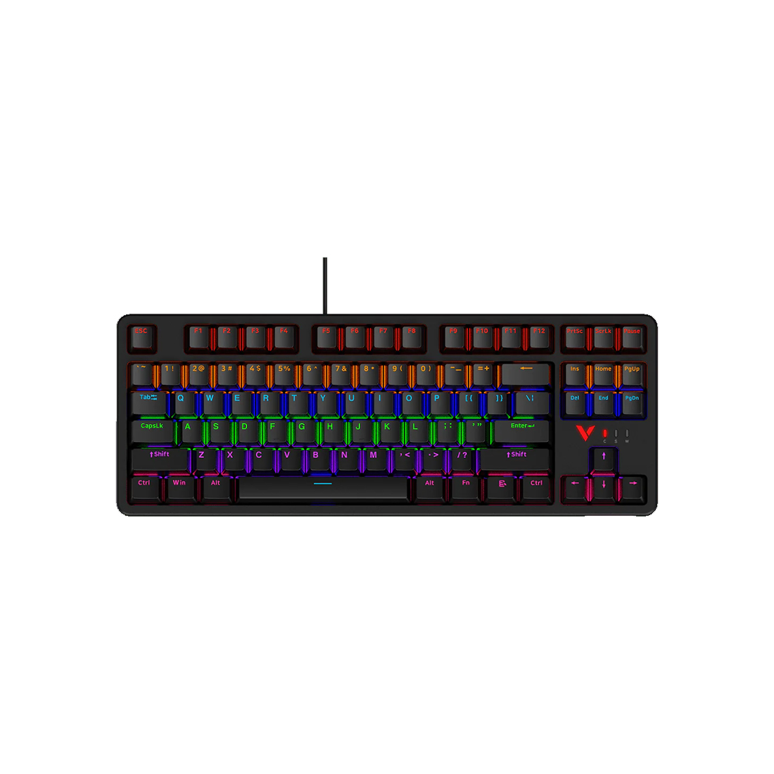 Клавиатура, Rapoo, V500PRO-87, Игровая, USB, Кол-во стандартных клавиш 87, RGB, Алюминий, Анг/Рус, Водонепроницаемый корпус, Черный