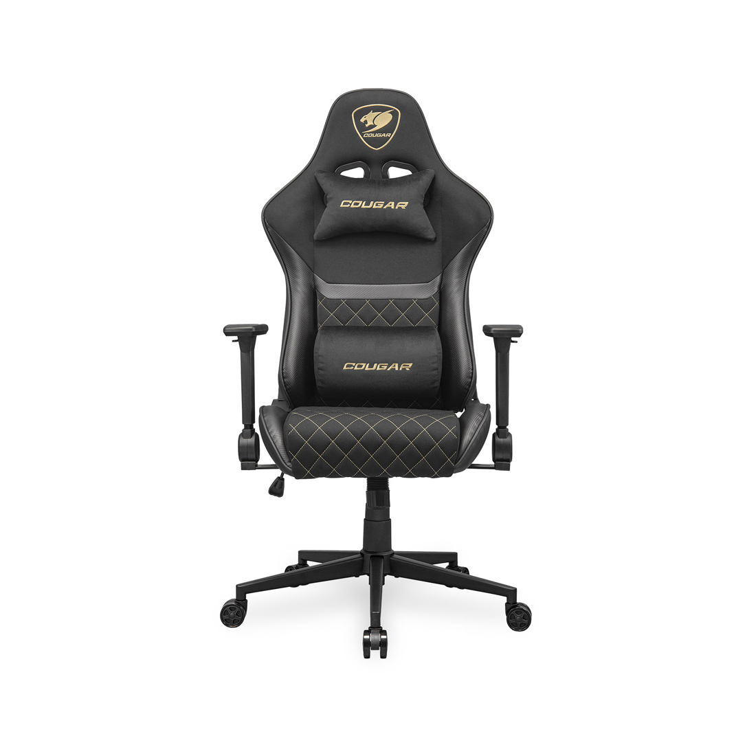Игровое компьютерное кресло, Cougar, ARMOR One V2 Gold F, Тканное покрытие, (Ш)58*(Г)52*(В)121 (128) см, Чёрно-золотой