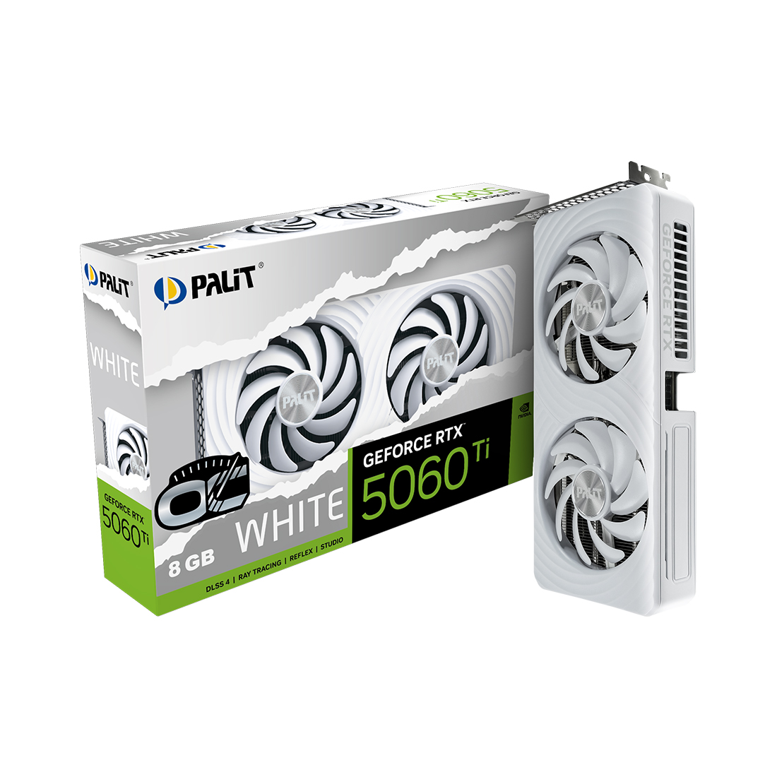 Видеокарта, PALIT, RTX5060Ti WHITE OC 8GB (4710562245660), (NE7506TU19P1-GB2062M), GDDR7, 128bit, 3-DP, HDMI, 291.9*116.6*41.3 мм, Цветная коробка