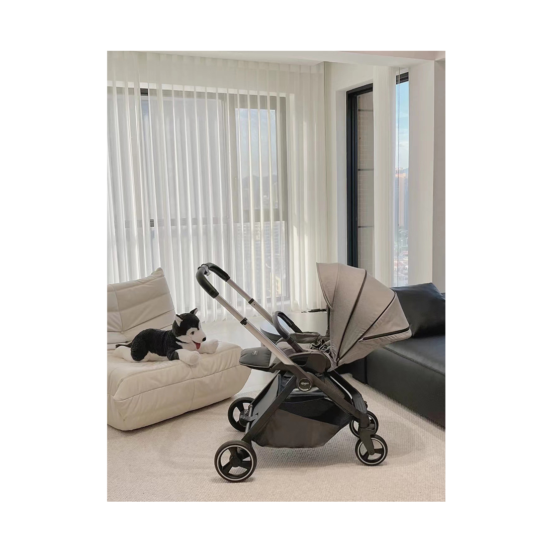 Детская коляска, Qborn, Kunpeng, Two-way lightweight high landscape stroller, Прогулочная, Складная конструкция, Регулировка высоты ручки, Максимальная нагрузка 22 кг, Серый