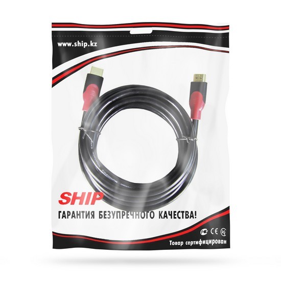 Интерфейсный кабель, SHIP, SH6016-5P, HDMI-HDMI, 30В, Пол. пакет, Контакты с золотым напылением, 5 м, Чёрный