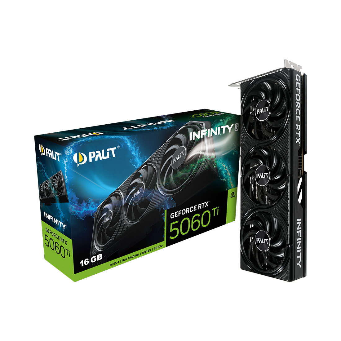 Видеокарта, PALIT, RTX5060Ti INFINITY 3 16GB (4710562245189), (NE7506T019T1-GB2061S), GDDR7, 128bit, 3-DP, HDMI, 291.9*116.6*41.3 мм, Цветная коробка