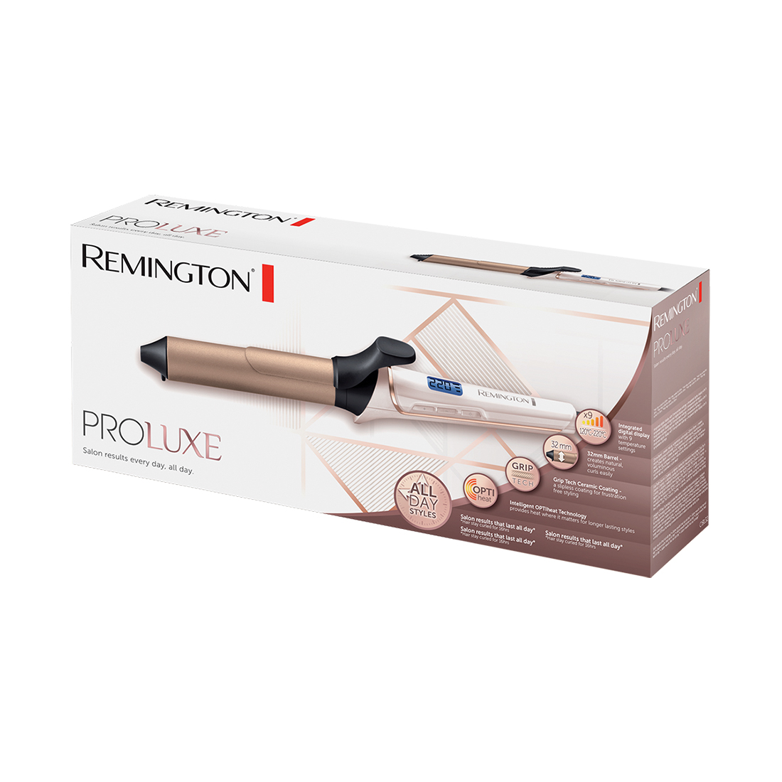 Плойка, Remington, CI9132, 54W, Диаметр щипцов 32мм, Диапазон температуры нагрева 120-210 °С, Количество температурных режимов 11, Материал покрытия керамика, Длина шнура 300 см, Розовое золото