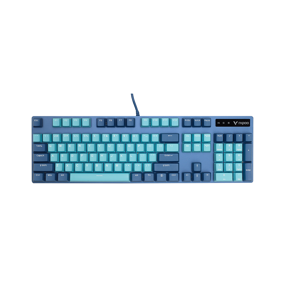 Клавиатура, Rapoo, V500PRO, Игровая, USB, Кол-во стандартных клавиш 104, Длина кабеля 1,8 метра, Анг/Рус, Голубой