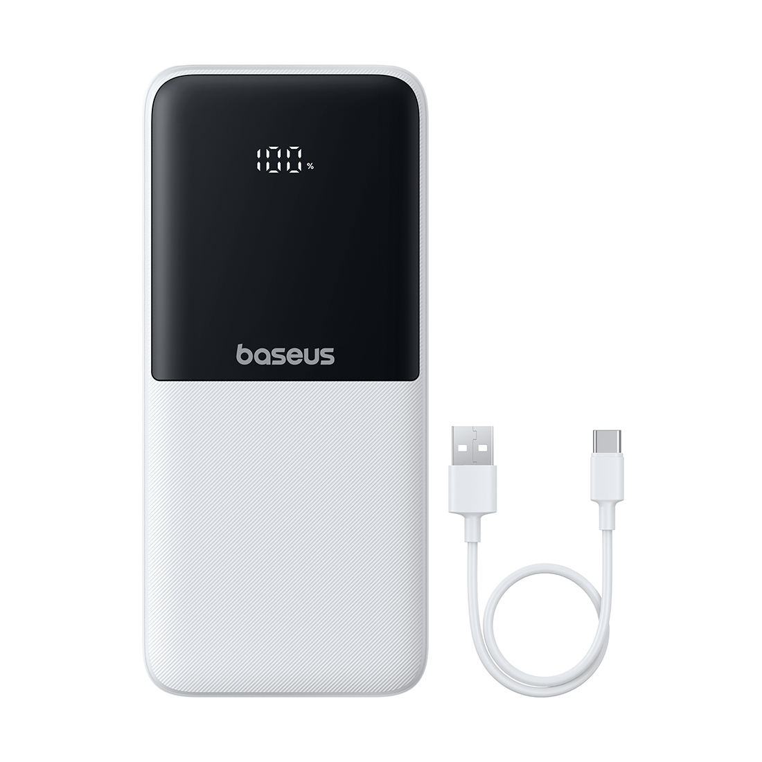Портативный внешний аккумулятор, Baseus, Lipow Dual-Cable, P10079101213-00, 10000 мА·ч, 22,5 Вт, USB-C, USB-A, 2 Встроенных кабеля: USB-C и Lightning, Цифровой дисплей, До 4 устройств, Белый