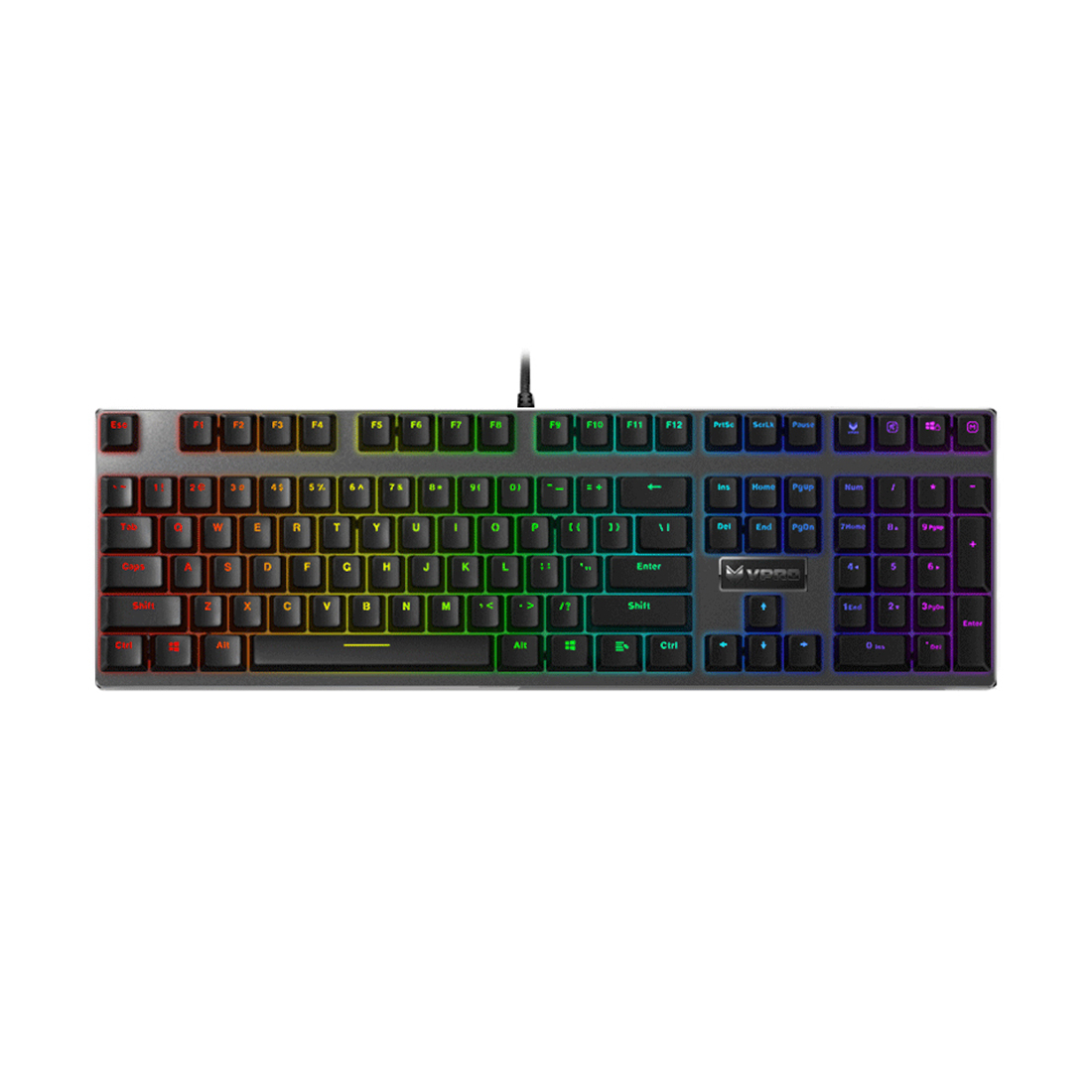 Клавиатура, Rapoo, V700RGB, Игровая, USB, Кол-во стандартных клавиш 104, Длина кабеля 1,8 метра, RGB, Анг/Рус, Чёрный