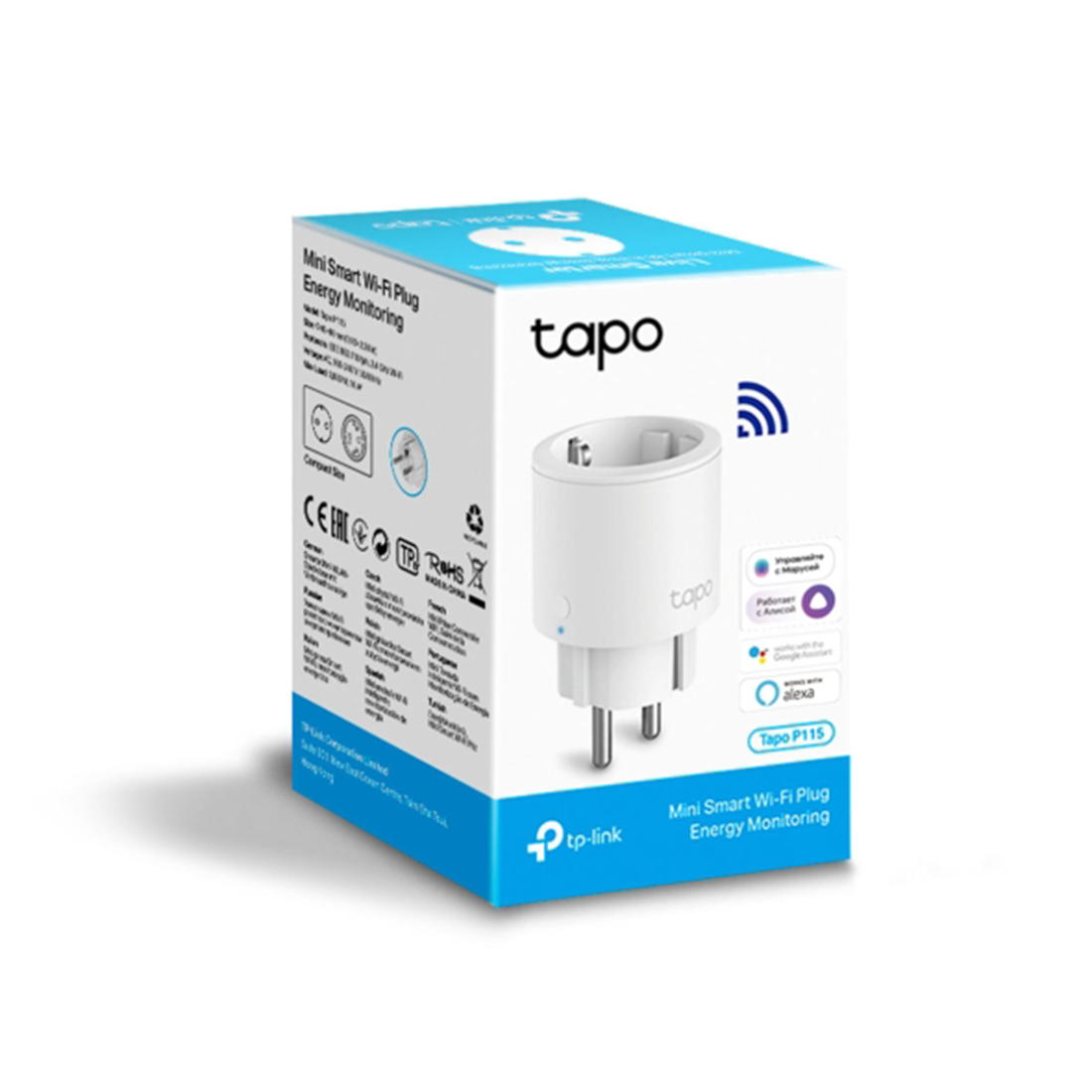 Умная мини Wi-Fi розетка, TP-Link, Tapo P115, IEEE 802.11b/g/n, 2,4 ГГц, 3680 Вт, 16 А