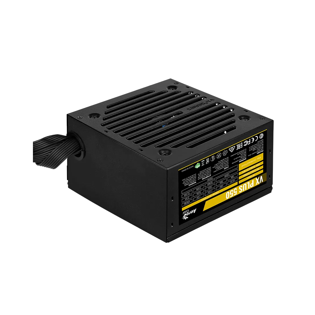 Блок питания, Aerocool, VX PLUS Stealth 550, 550W, ATX, None-PFC, 20+4pin, 4+4pin, 3*Sata, 3*Molex, 1*FDD, 1*PCI-E 6+2pin, Вентилятор 12см, Кабель питания, Чёрный
