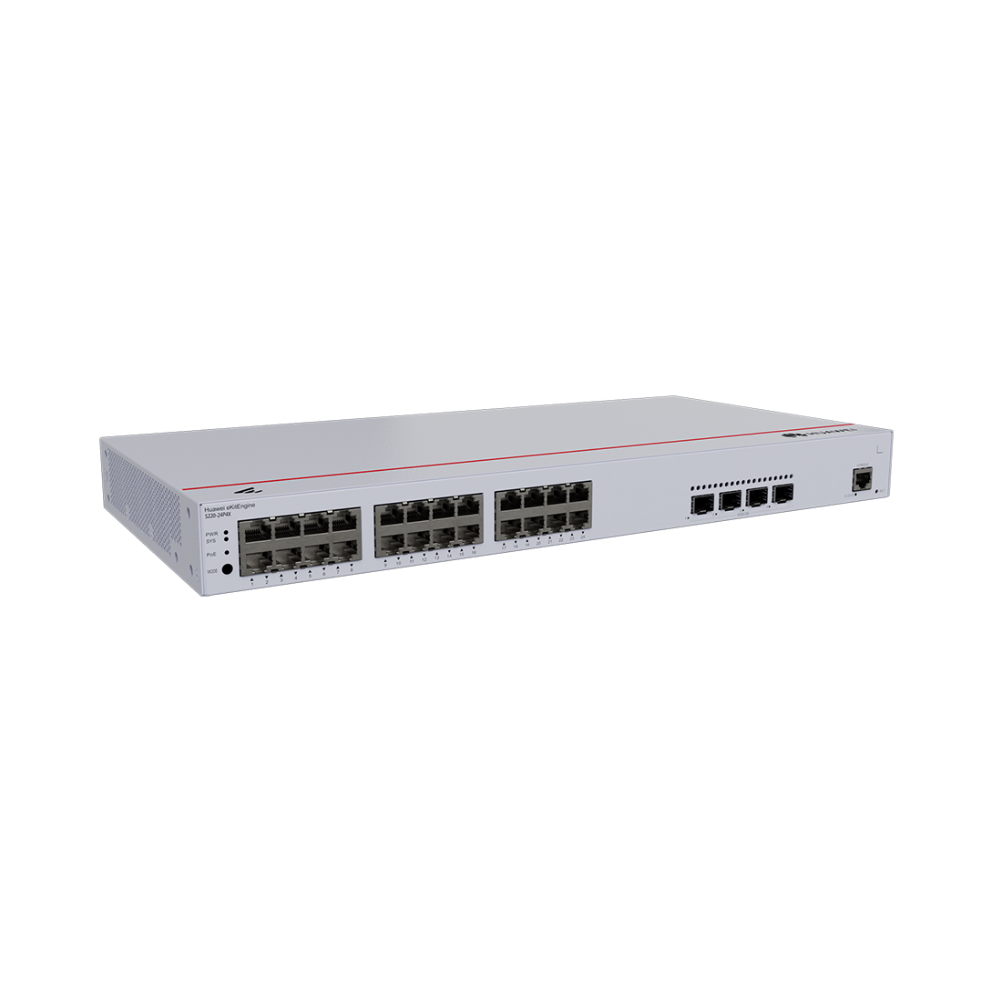 Коммутатор, Huawei, S220-24P4X, Управляемый L2, 24 порта 10/100/1000M RJ-45, 4 порта SFP+, 400W PoE+, стоечный