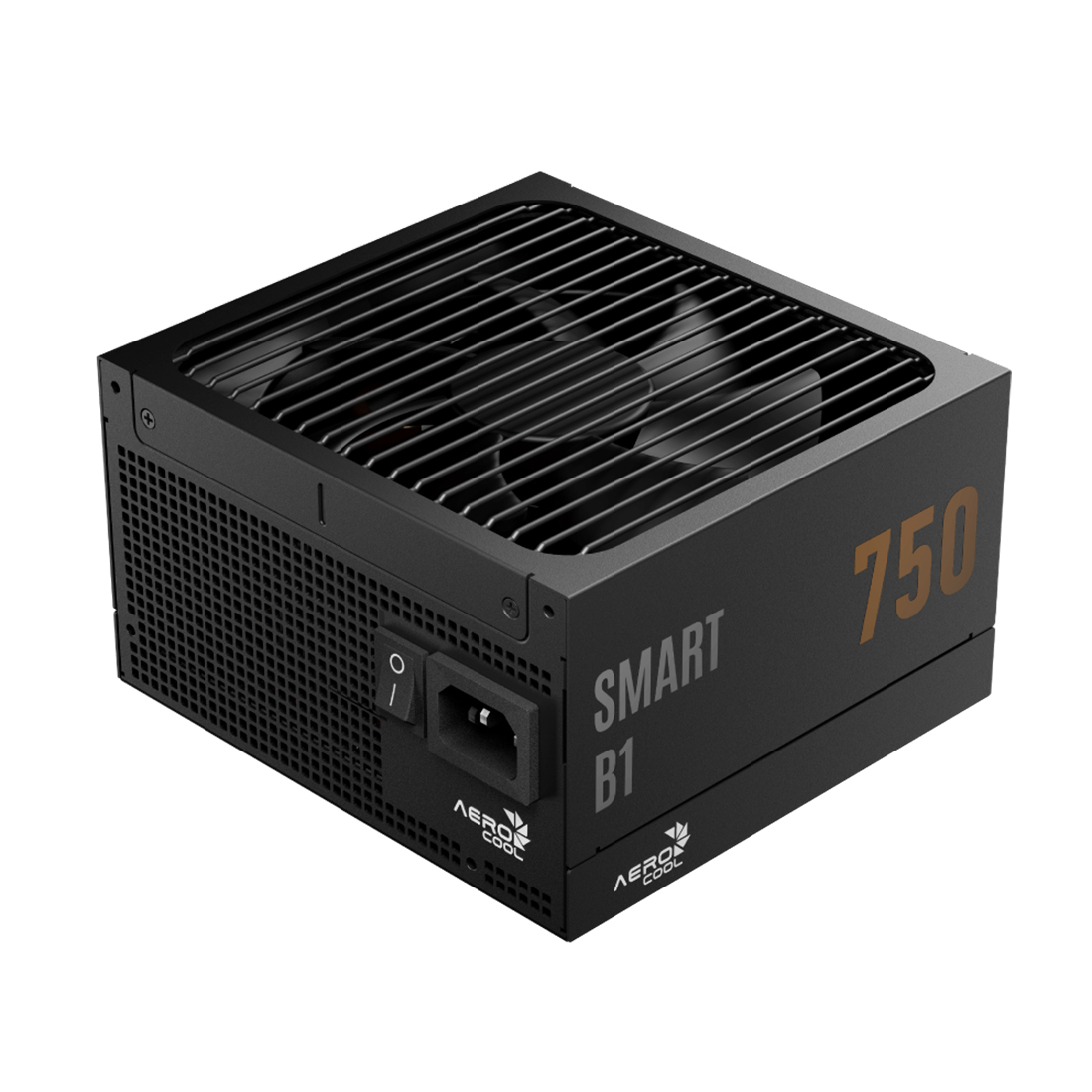 Блок питания, Aerocool, SMART B1, 750W, ATX 3.1, Bronze, APFC, 20+4pin, 2*4+4pin, 8*Sata, 2*Molex, 3*PCI-E 6+2pin, 12V-2X6, Вентилятор 13,5 см, Кабель питания, Чёрный