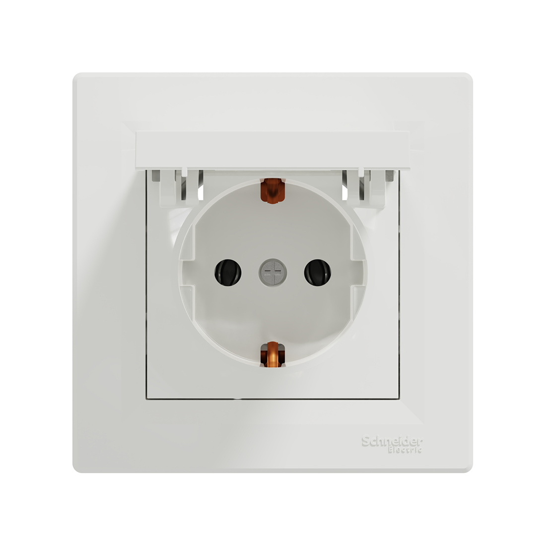 Розетка с заземлением, SE, EPH3100121, Asfora 16А с крышкой в сборе винт. клеммы белый