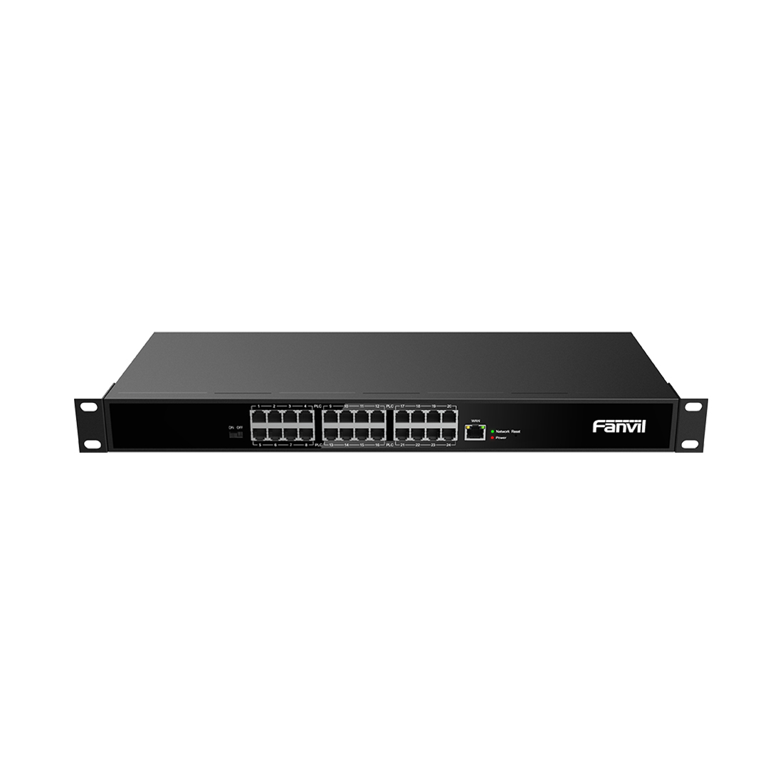 VoIP шлюз, Fanvil, PN24, коммутатор 2-Wire, 24 х RJ11 + питание, 2-жильный провод ("лапша") для специальных телефонов Fanvil, 1 x RJ45 Uplink, блок питания в комплекте