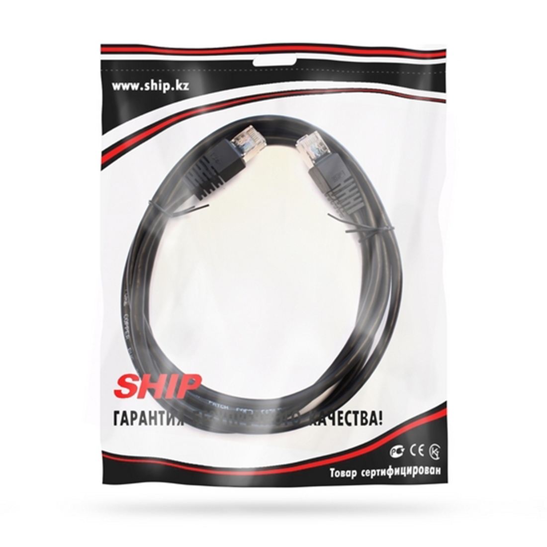 Патч Корд, SHIP, S4025BK0100-P, Cat.5e, FTP, LSZH, RJ-45, 1 м, Чёрный, Пол. пакет