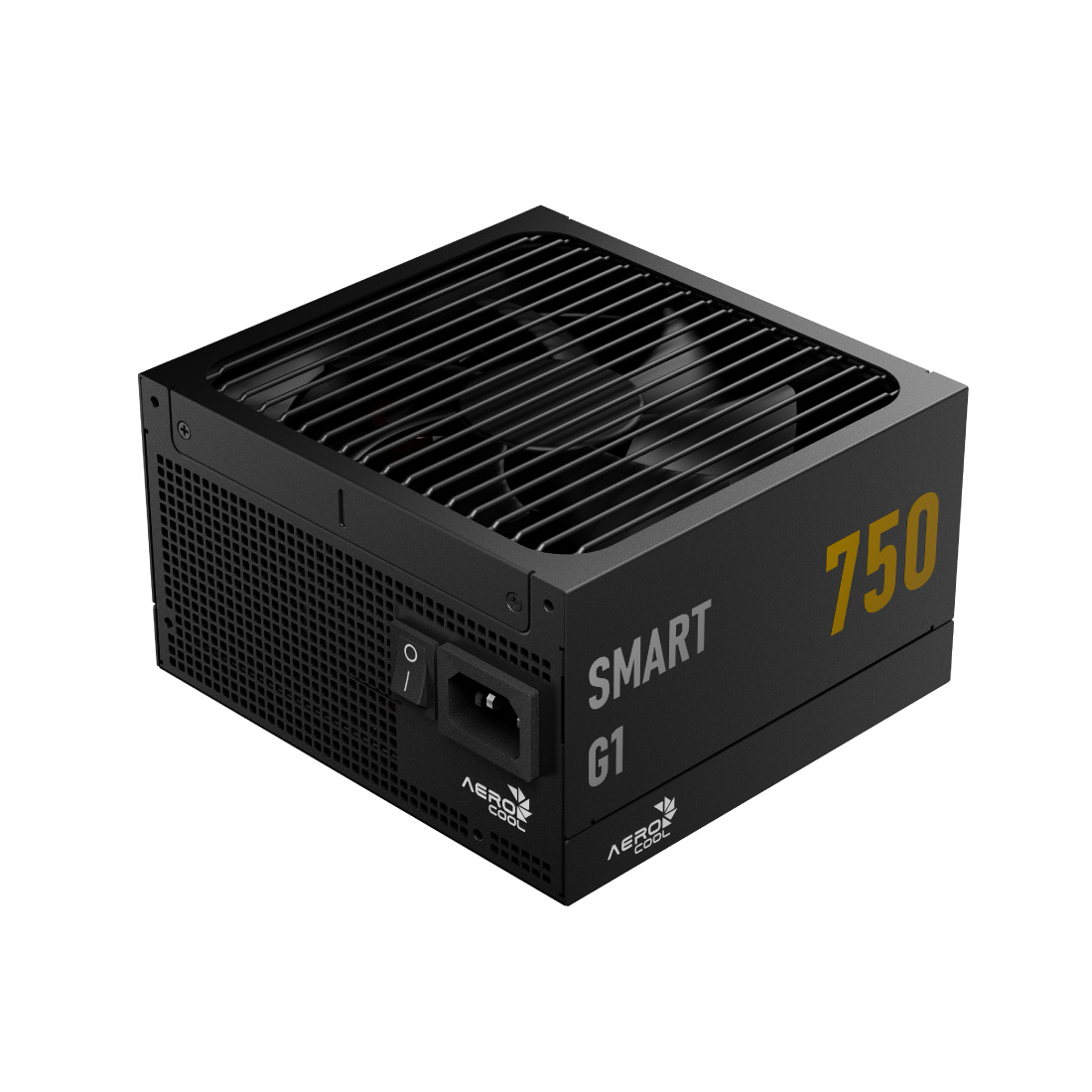 Блок питания, Aerocool, SMART G1, 750W, ATX 3.1, Gold, APFC, 20+4pin, 2*4+4pin, 8*Sata, 2*Molex, 3*PCI-E 6+2pin, 12V-2X6, Вентилятор 13,5 см, Кабель питания, Чёрный