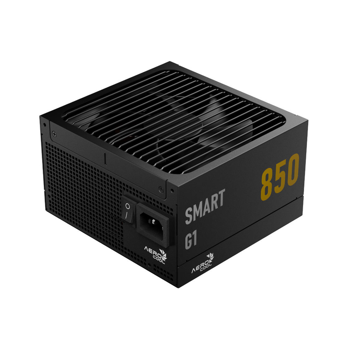 Блок питания, Aerocool, SMART G1, 850W, ATX 3.1, Gold, APFC, 20+4pin, 2*4+4pin, 8*Sata, 2*Molex, 3*PCI-E 6+2pin, 12V-2X6, Вентилятор 13,5 см, Кабель питания, Чёрный
